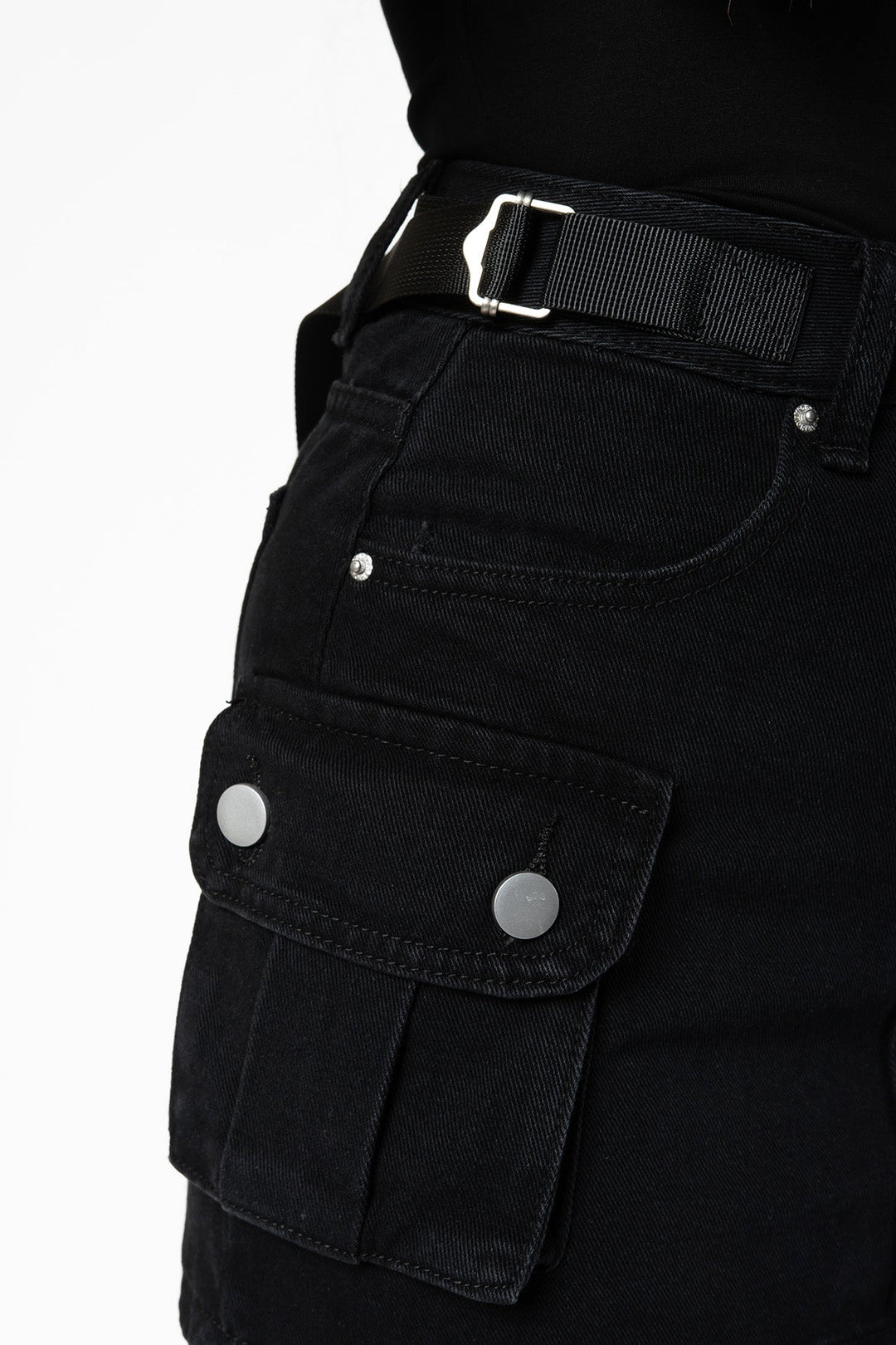 Francesca Cargo Skirt Jeans - Black - ROUTINES