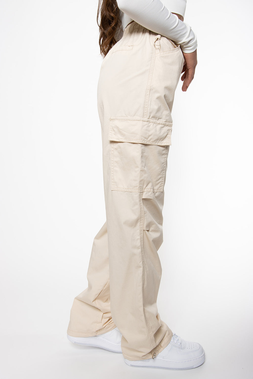 Harley Cargo Parachute Pants - Beige Pants Routines Fashion   