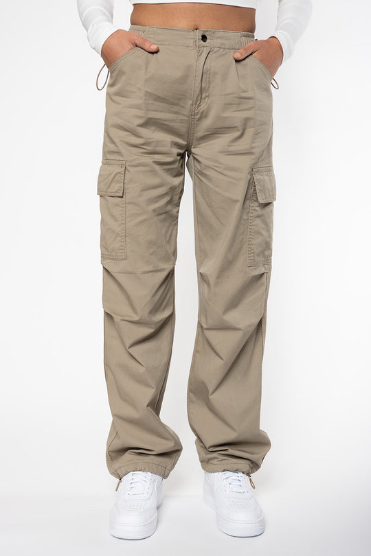 Harley Cargo Parachute Pants - Dark Beige Pants Routines Fashion   