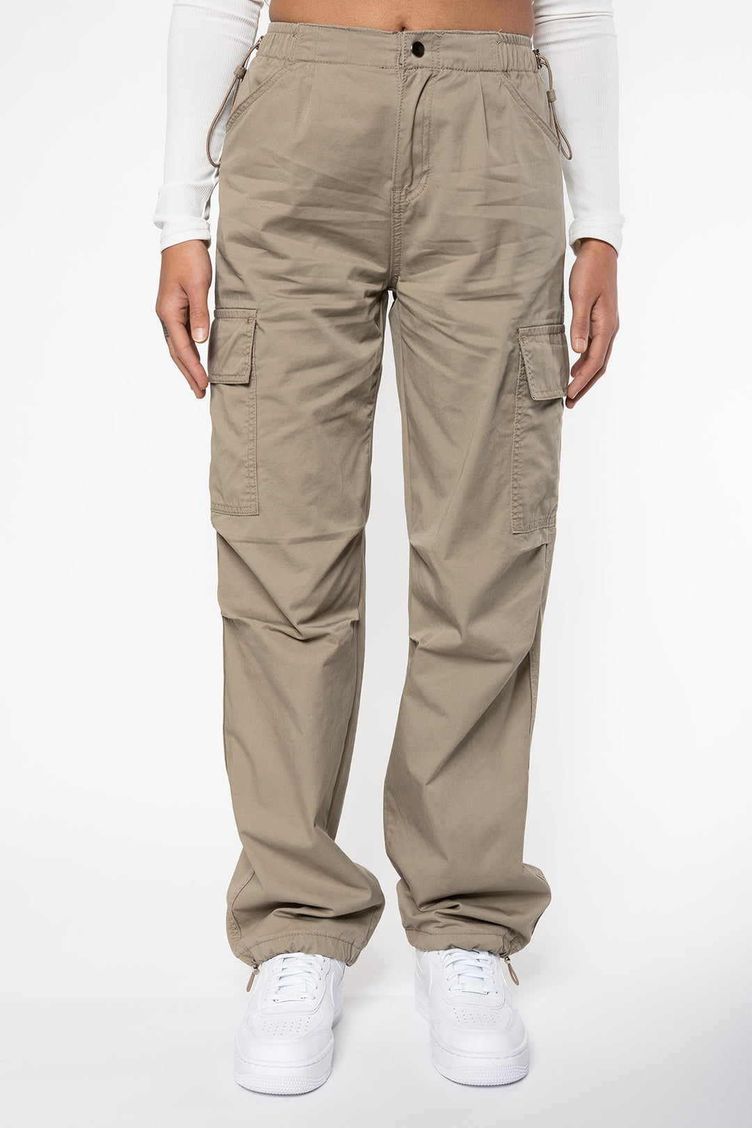 Harley Cargo Parachute Pants - Dark Beige Pants Routines Fashion   