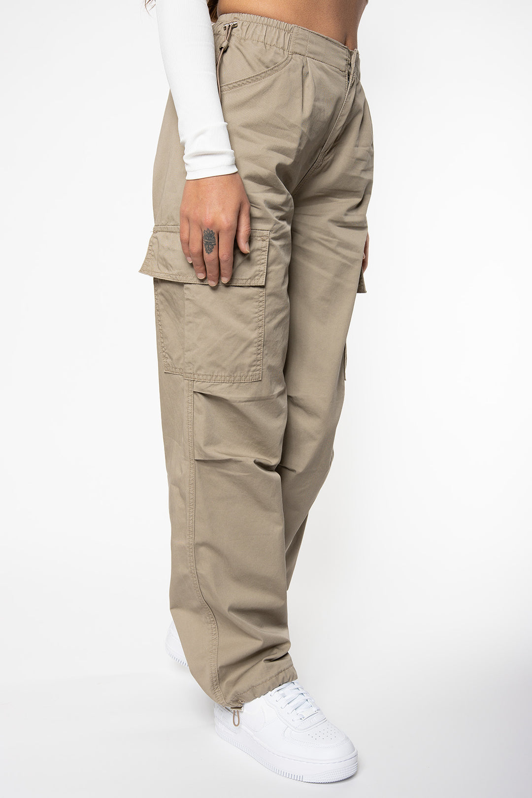 Harley Cargo Parachute Pants - Dark Beige Pants Routines Fashion   