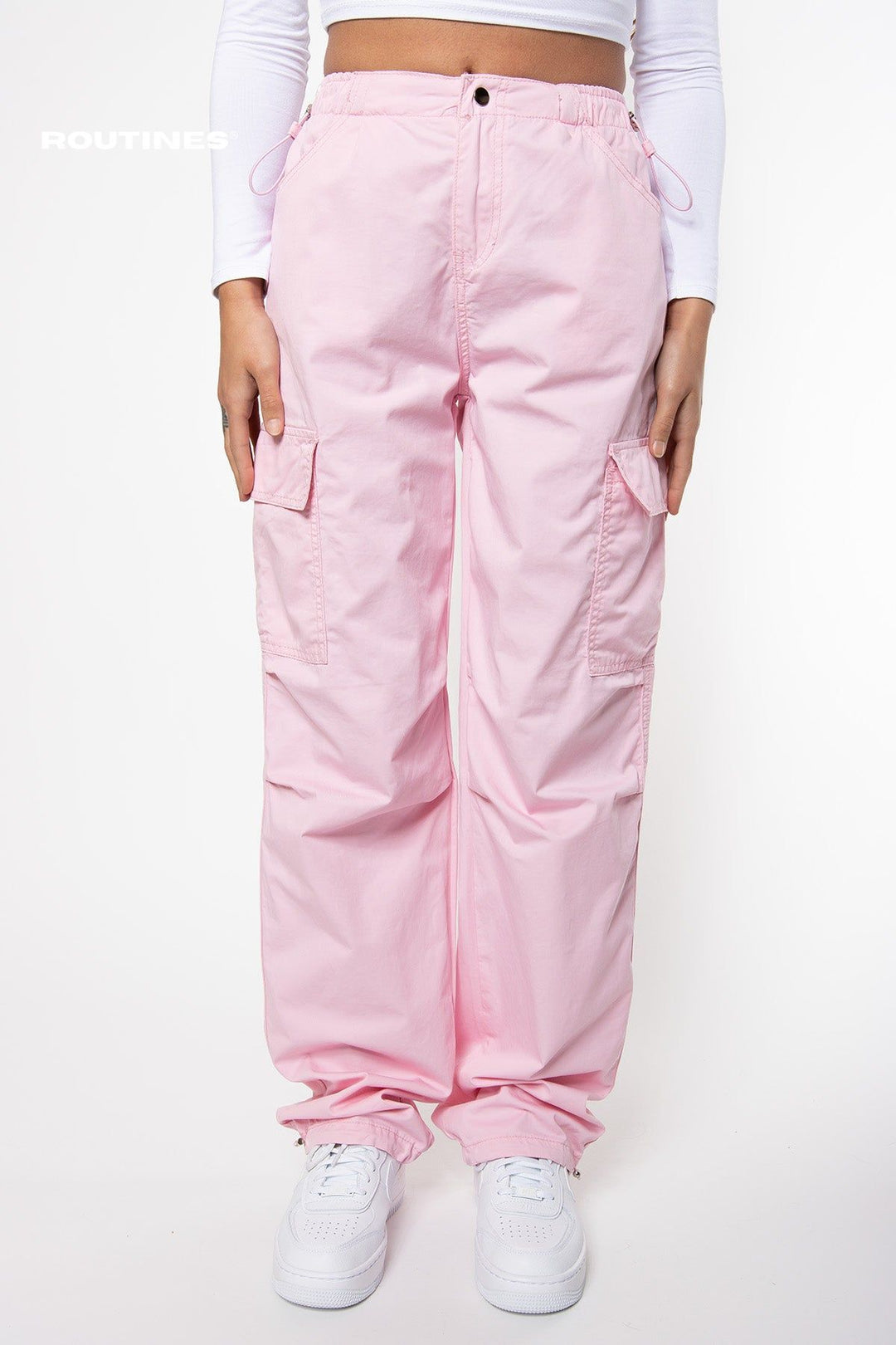 Harley Cargo Parachute Pants - Pink Pants Routines Fashion   