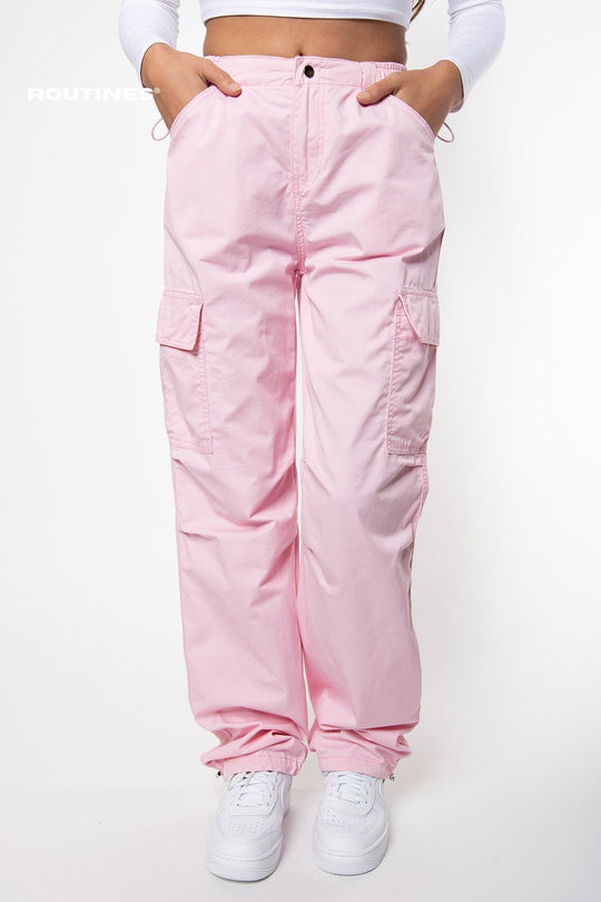 Harley Cargo Parachute Pants - Pink Pants Routines Fashion   