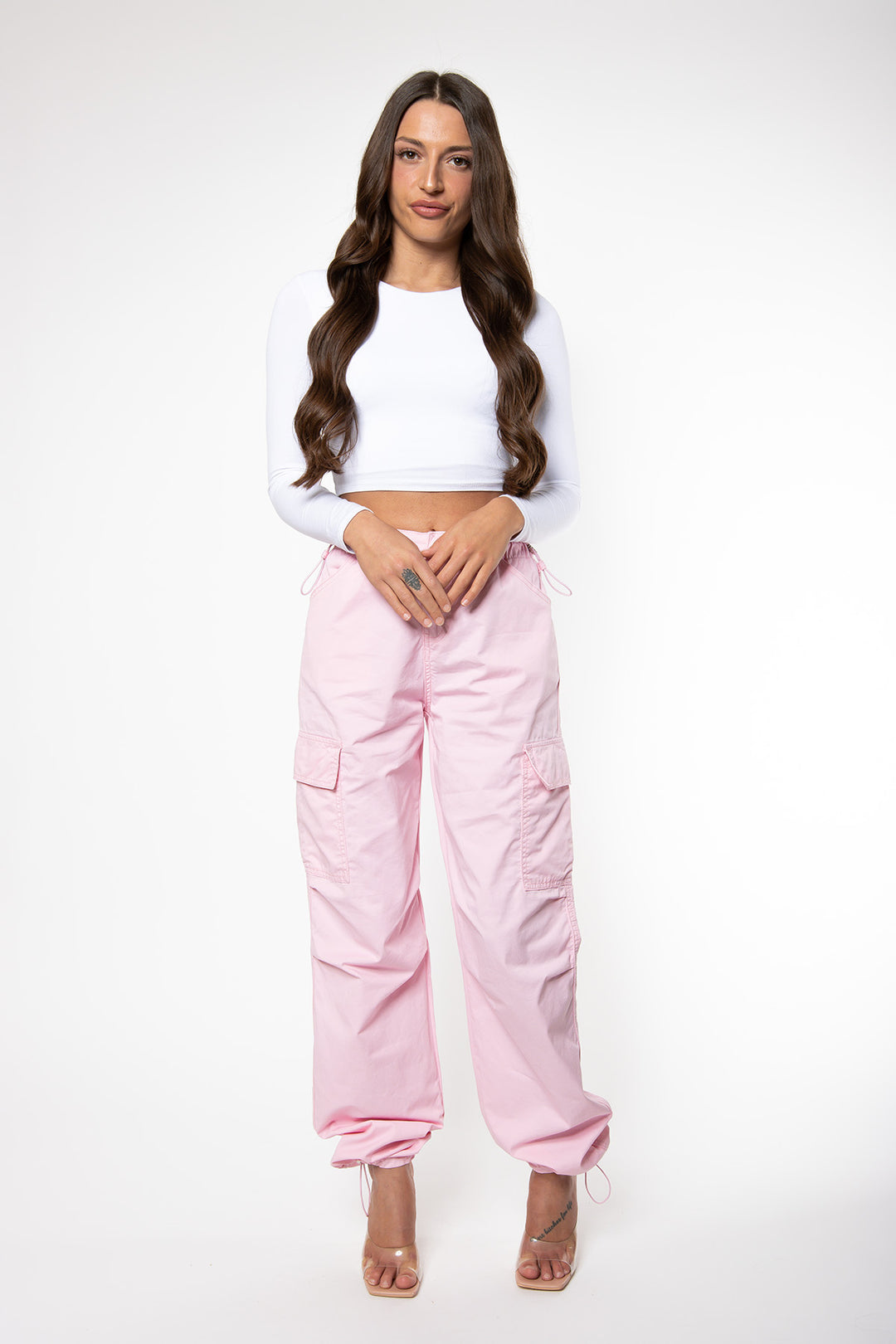 Harley Cargo Parachute Pants - Pink Pants Routines Fashion   
