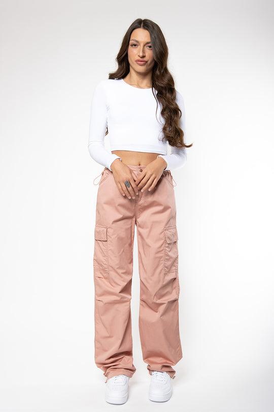 Harley Cargo Parachute Pants - Vintage Pink Pants Routines Fashion   