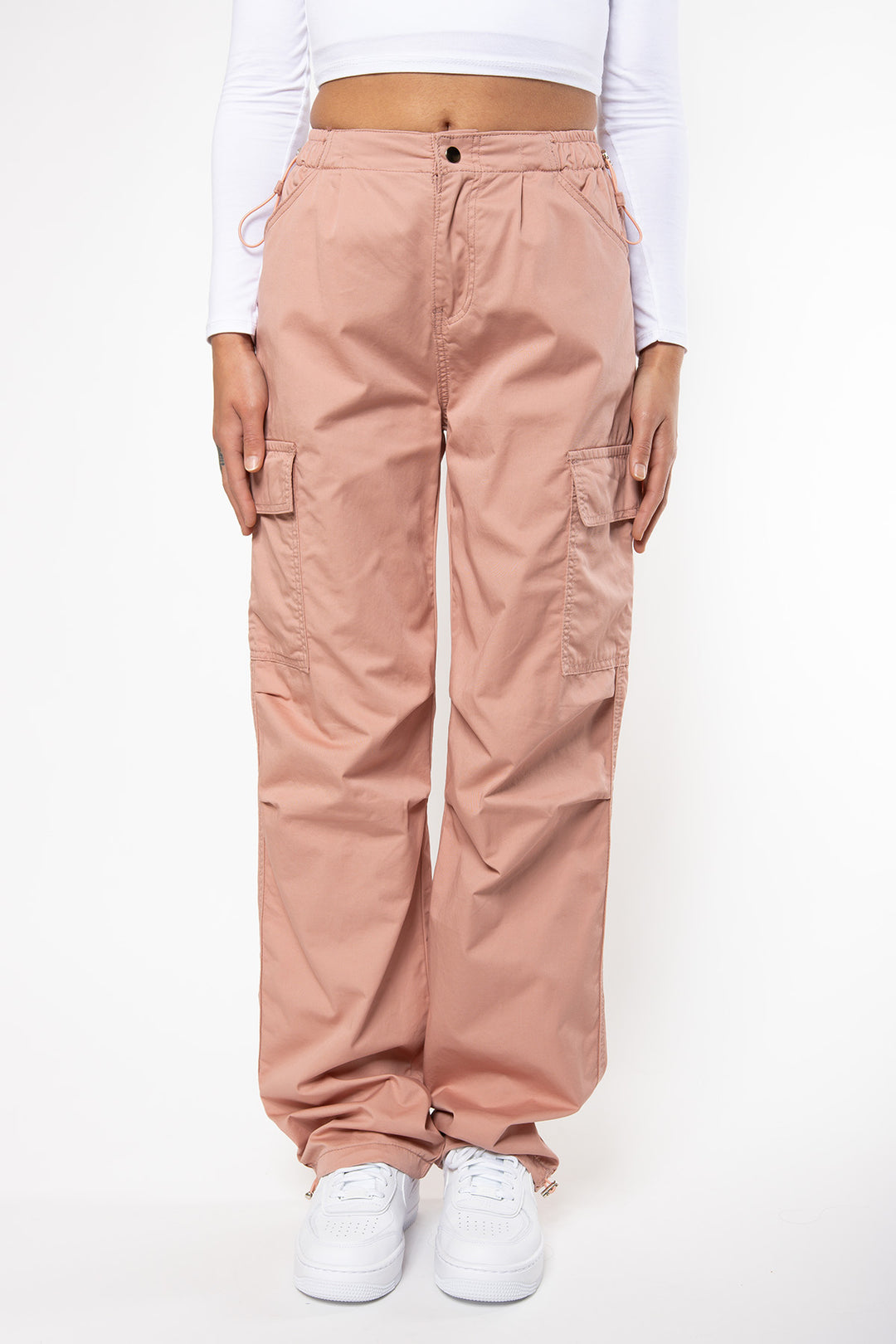 Harley Cargo Parachute Pants - Vintage Pink Pants Routines Fashion   