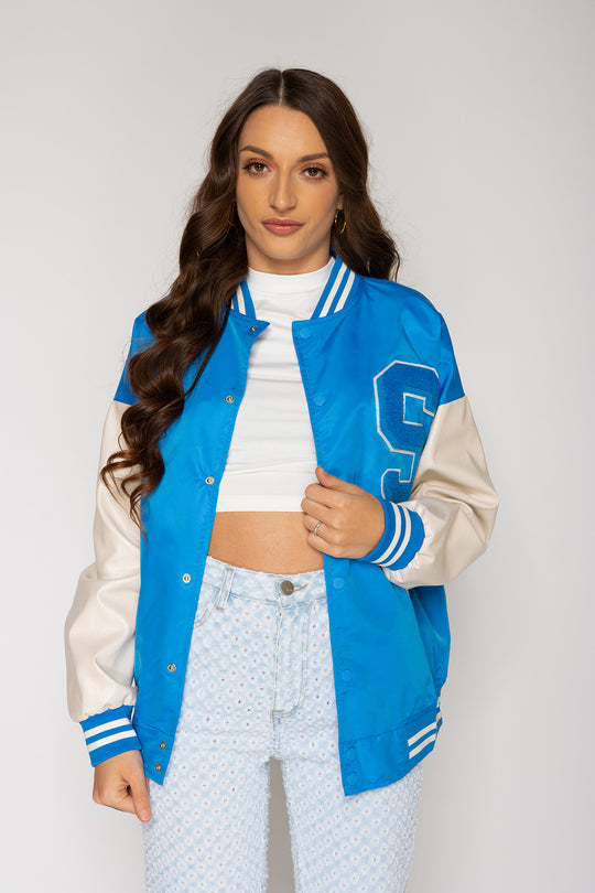 Jaelyn S Varsity Jacket - Blue Jacket Routines Fashion   