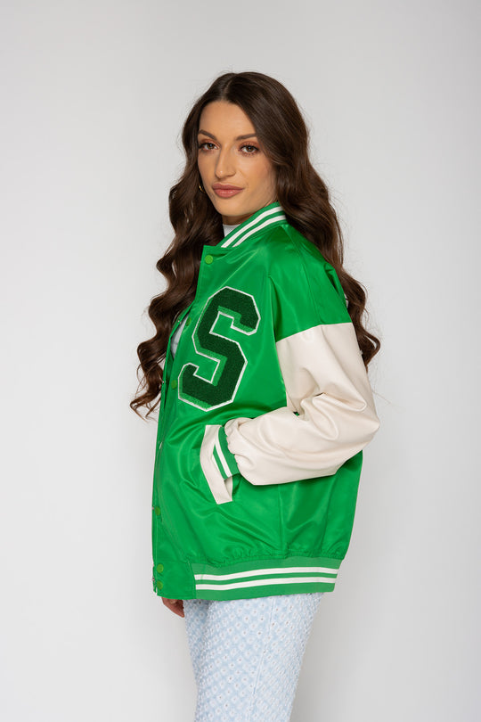 Jaelyn S Varsity Jacket - Green Jacket Routines Fashion   