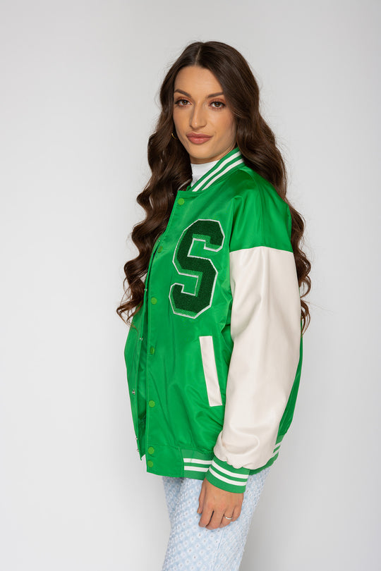 Jaelyn S Varsity Jacket - Green Jacket Routines Fashion   