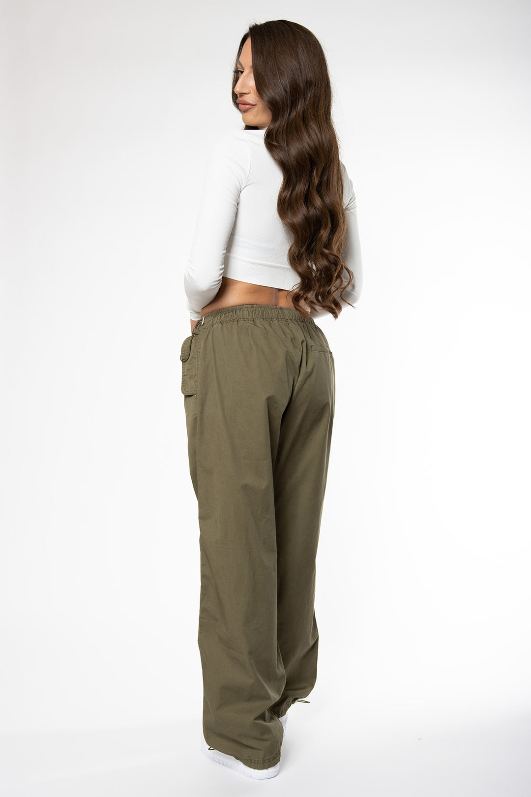 Kaira Cargo Parachute Pants - Army Green Pants Routines Fashion   