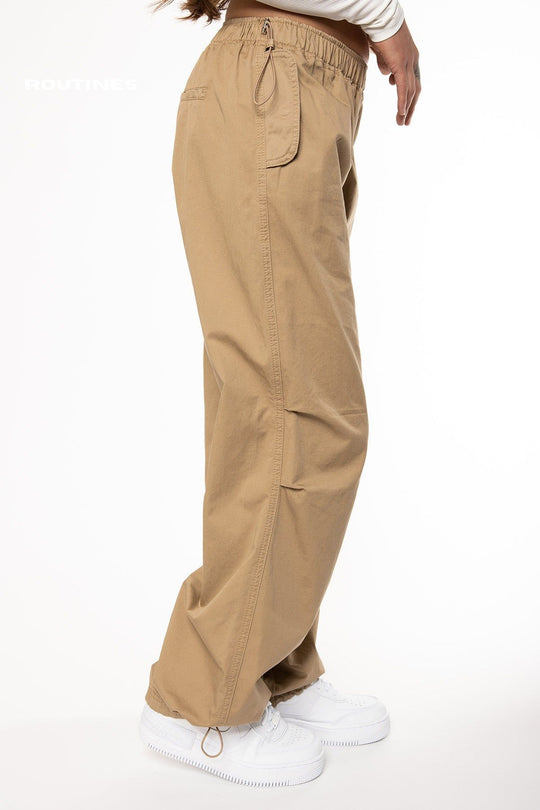 Kaira Cargo Parachute Pants - Camel Pants Routines Fashion   