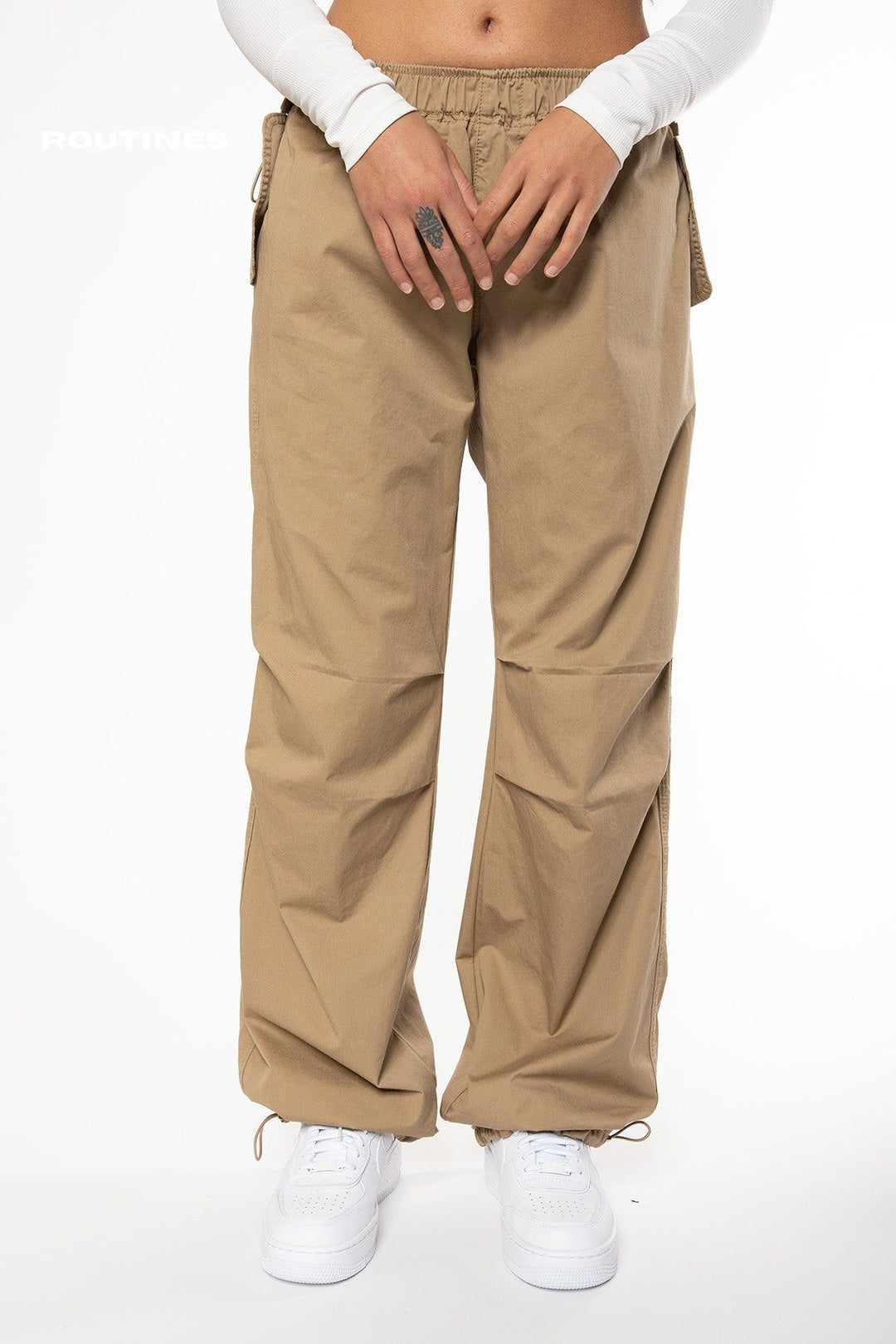 Kaira Cargo Parachute Pants - Camel Pants Routines Fashion   