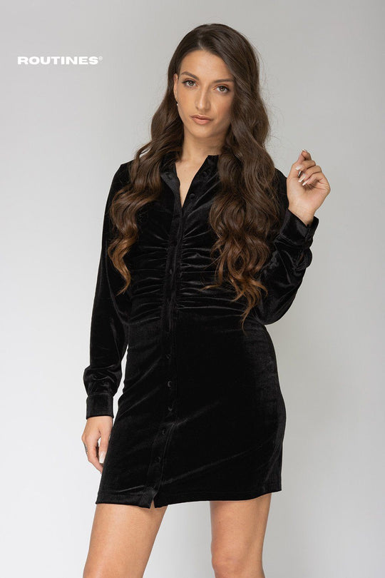 Lize Velvet Ruched Dress Black Dress Routines Fashion   