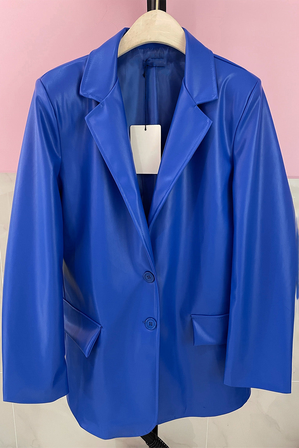 Loren Leatherlook Blazer - Cobalt Blue Blazer Routines Fashion   