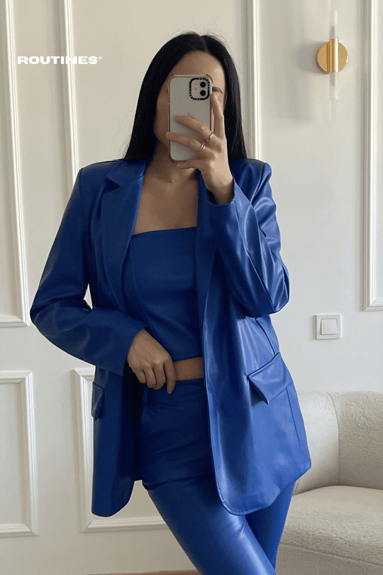 Loren Leatherlook Blazer - Cobalt Blue Blazer Routines Fashion   