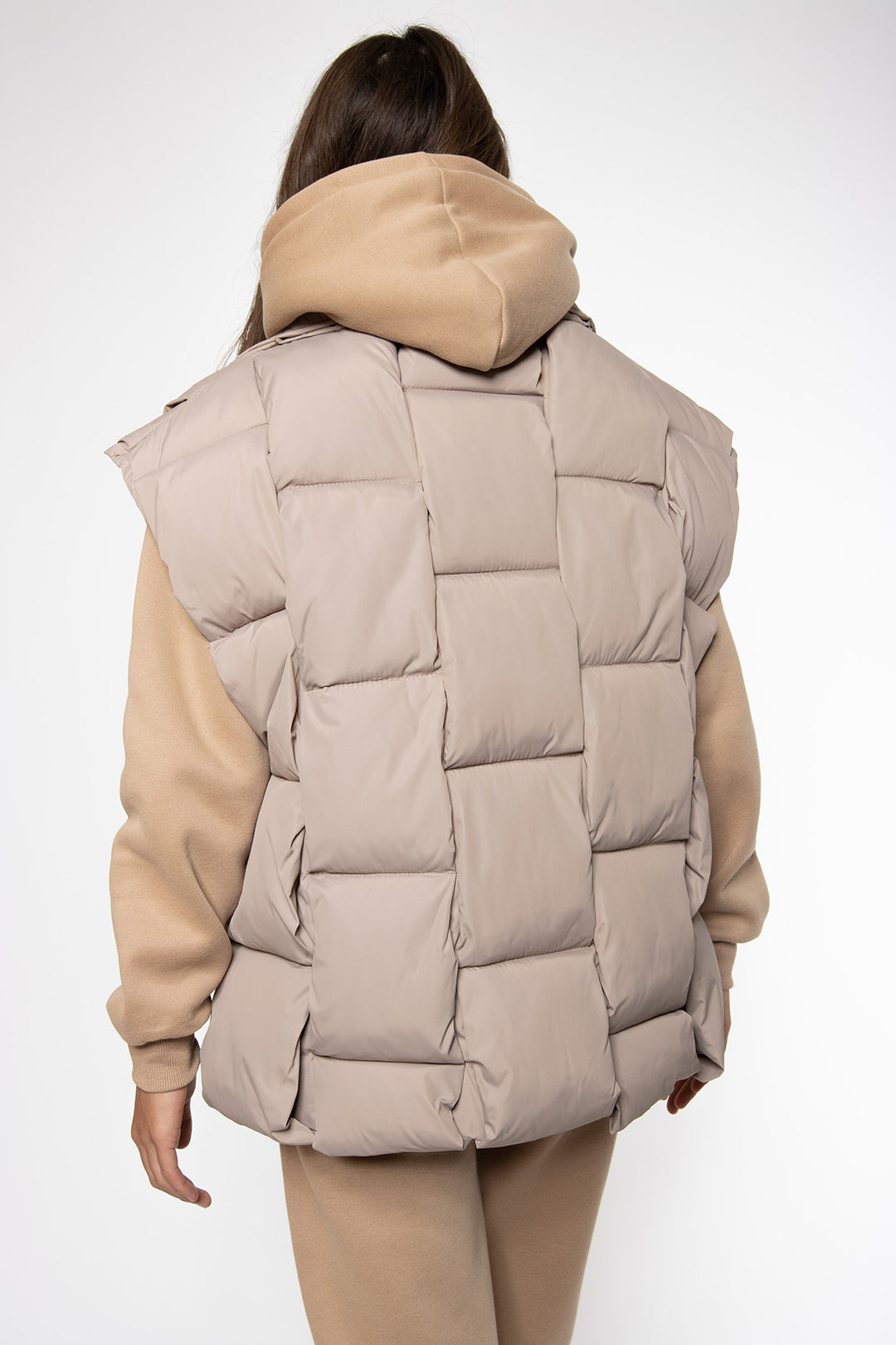 Makayla Oversized Bodywarmer - Beige Bodywarmer Routines Fashion   