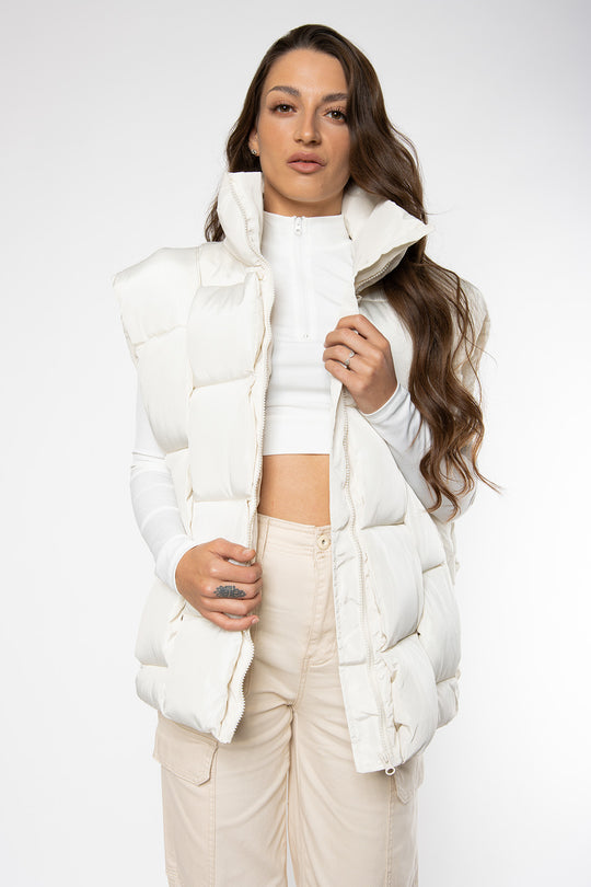 Makayla Oversized Bodywarmer - Cream Bodywarmer Routines Fashion   