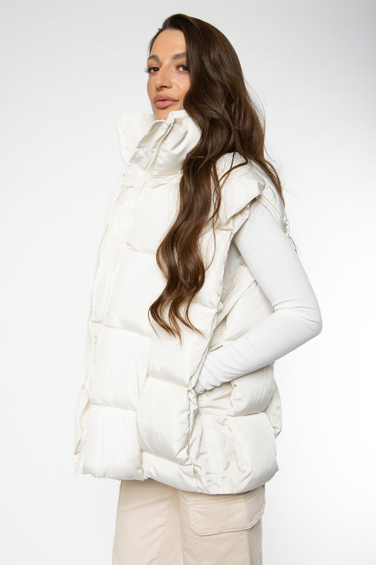 Makayla Oversized Bodywarmer - Cream Bodywarmer Routines Fashion   