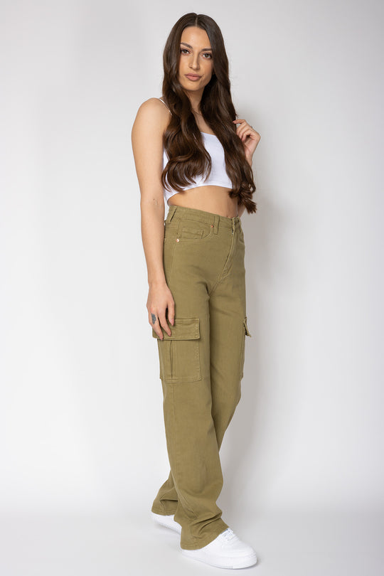 Mariana Stretch Cargo Jeans - Army Green Jeans Routines Fashion   