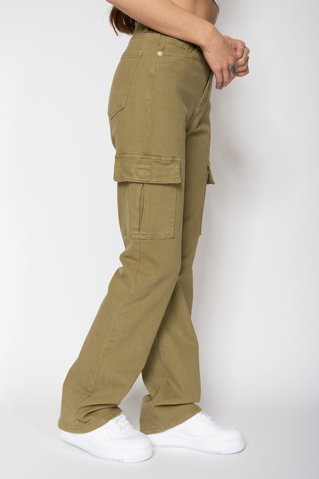 Mariana Stretch Cargo Jeans - Army Green Jeans Routines Fashion   