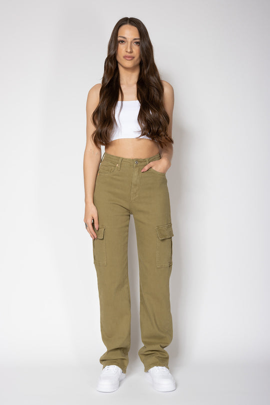 Mariana Stretch Cargo Jeans - Army Green Jeans Routines Fashion   