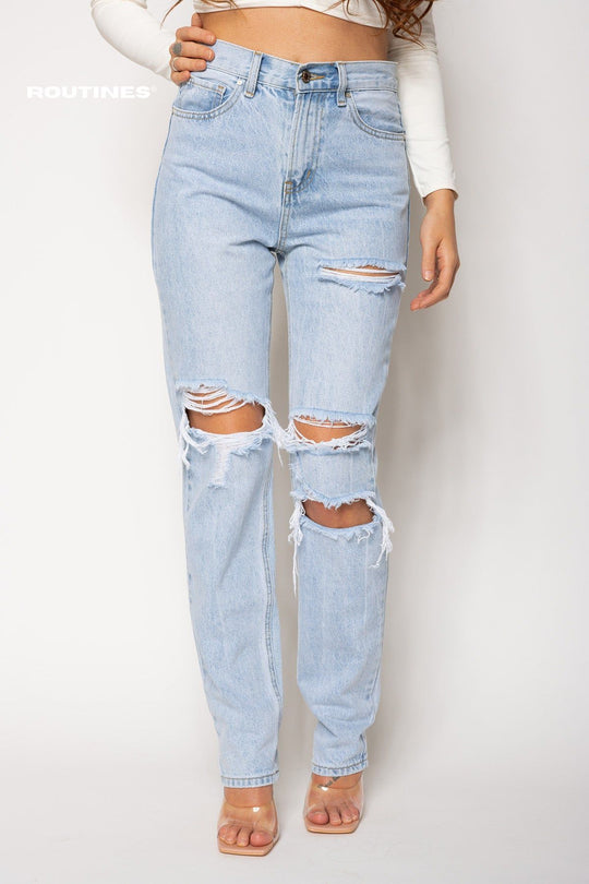 Nayeli Straight Leg Ripped Jeans Jeans Routines Fashion   