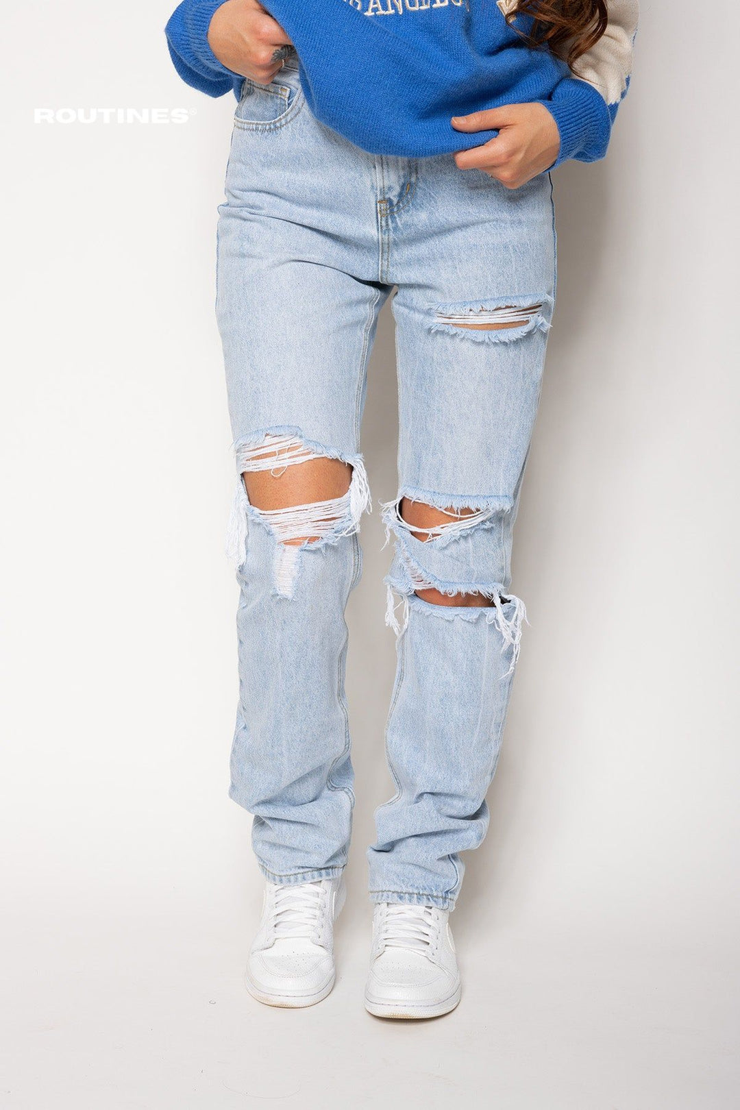 Nayeli Straight Leg Ripped Jeans Jeans Routines Fashion   