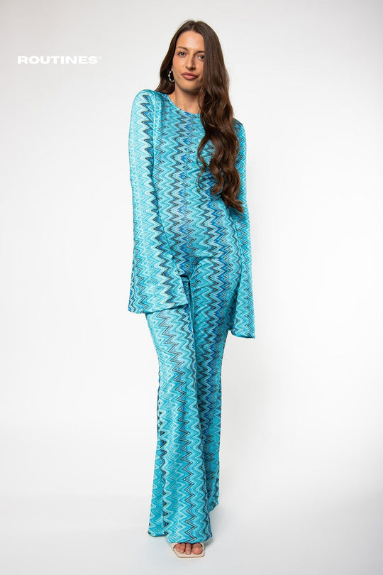 Routines Flared Jumpsuit - Turquoise Jumpsuit Routines Fashion   