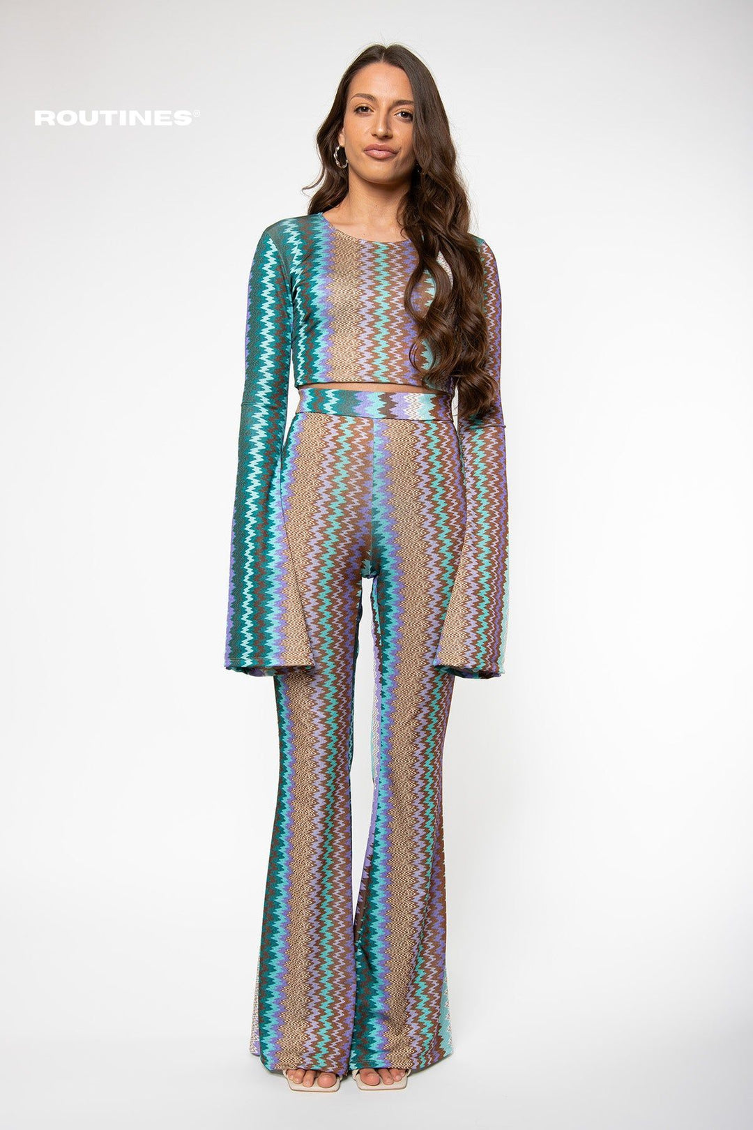 Routines Flared Two Piece Set - Turquoise Set Routines Fashion   