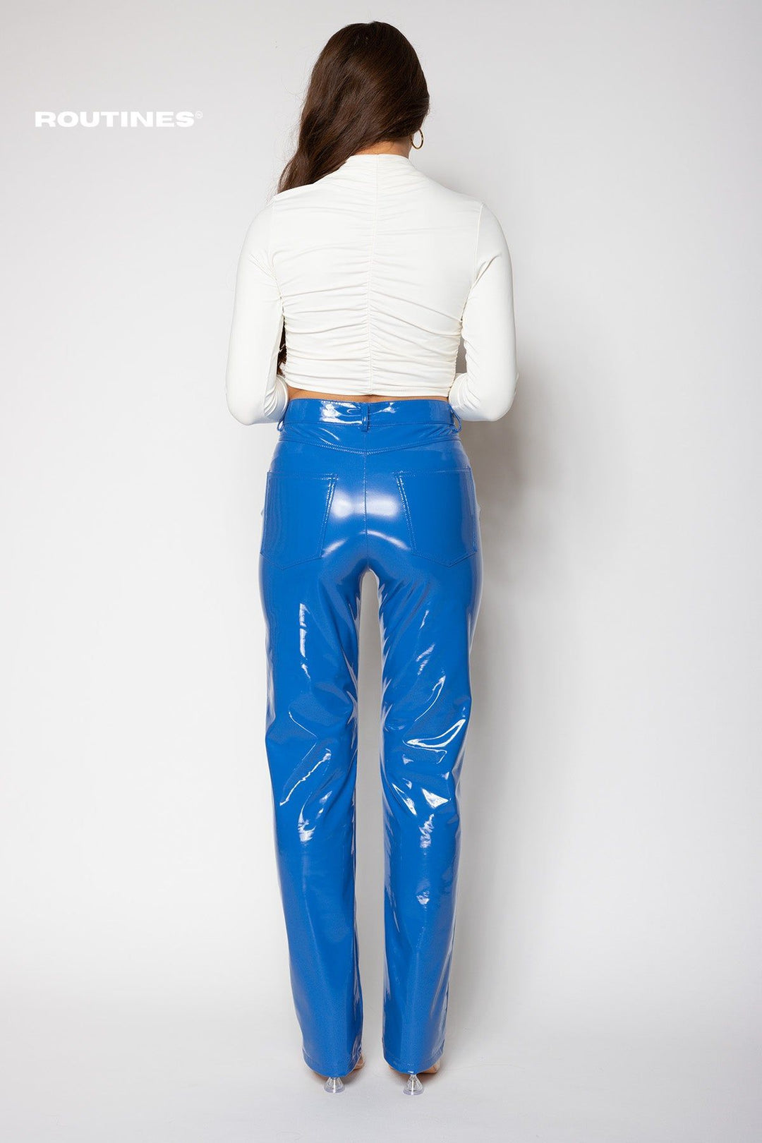 Routines Vinyl Stretch Pants - Blue Pants Routines Fashion   