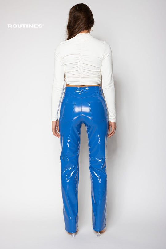 Routines Vinyl Stretch Pants - Blue Pants Routines Fashion   