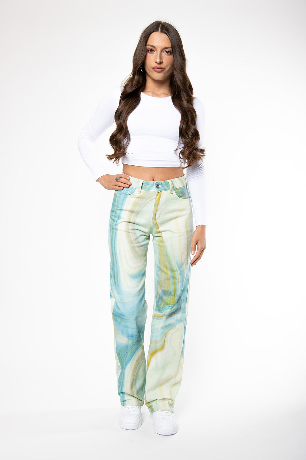 Stefany Tie Dye Straight Leg Jeans - Colors Jeans Routines Fashion   