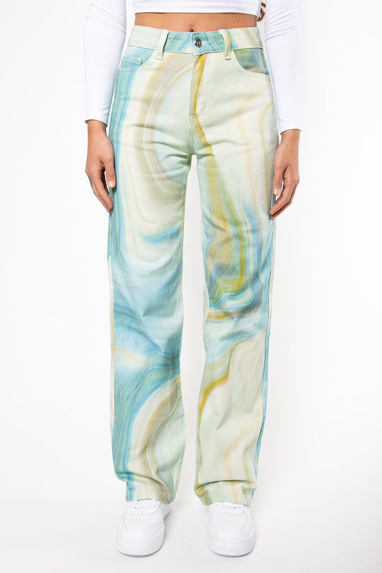 Stefany Tie Dye Straight Leg Jeans - Colors Jeans Routines Fashion   